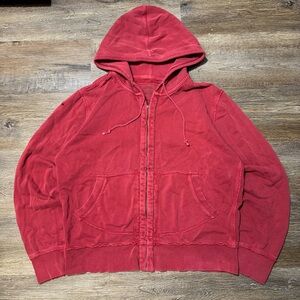 Y2K Beautiful Faded Red Distressed Streetwear Jacket